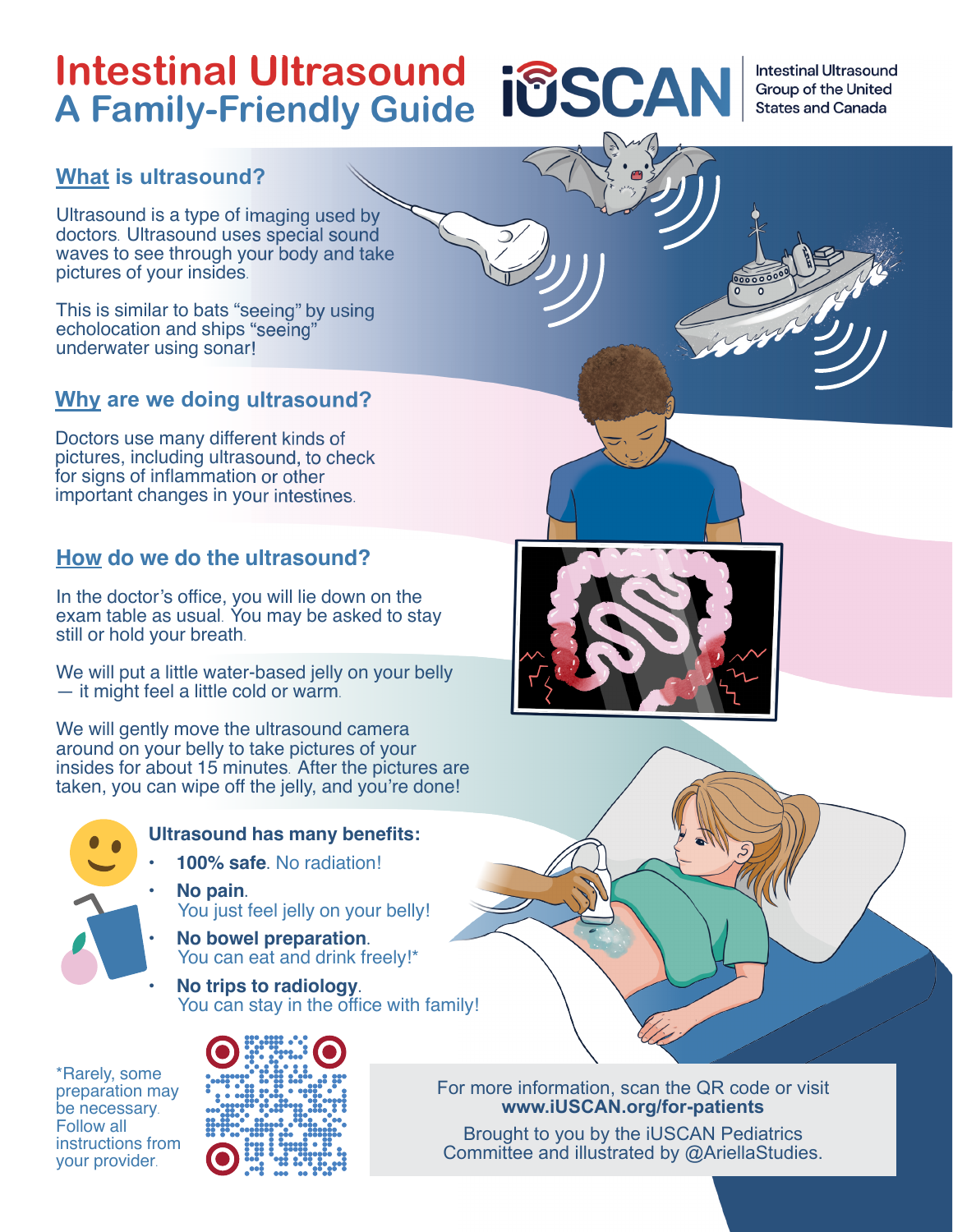 Intestinal Ultrasound: A Family-Friendly Guide, an illustrated handout from the iUSCAN Pediatrics Committee