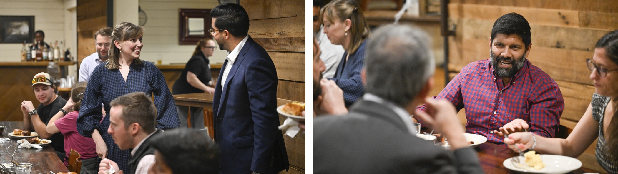 A shared table and a lively discussion round out the Nashville evening.