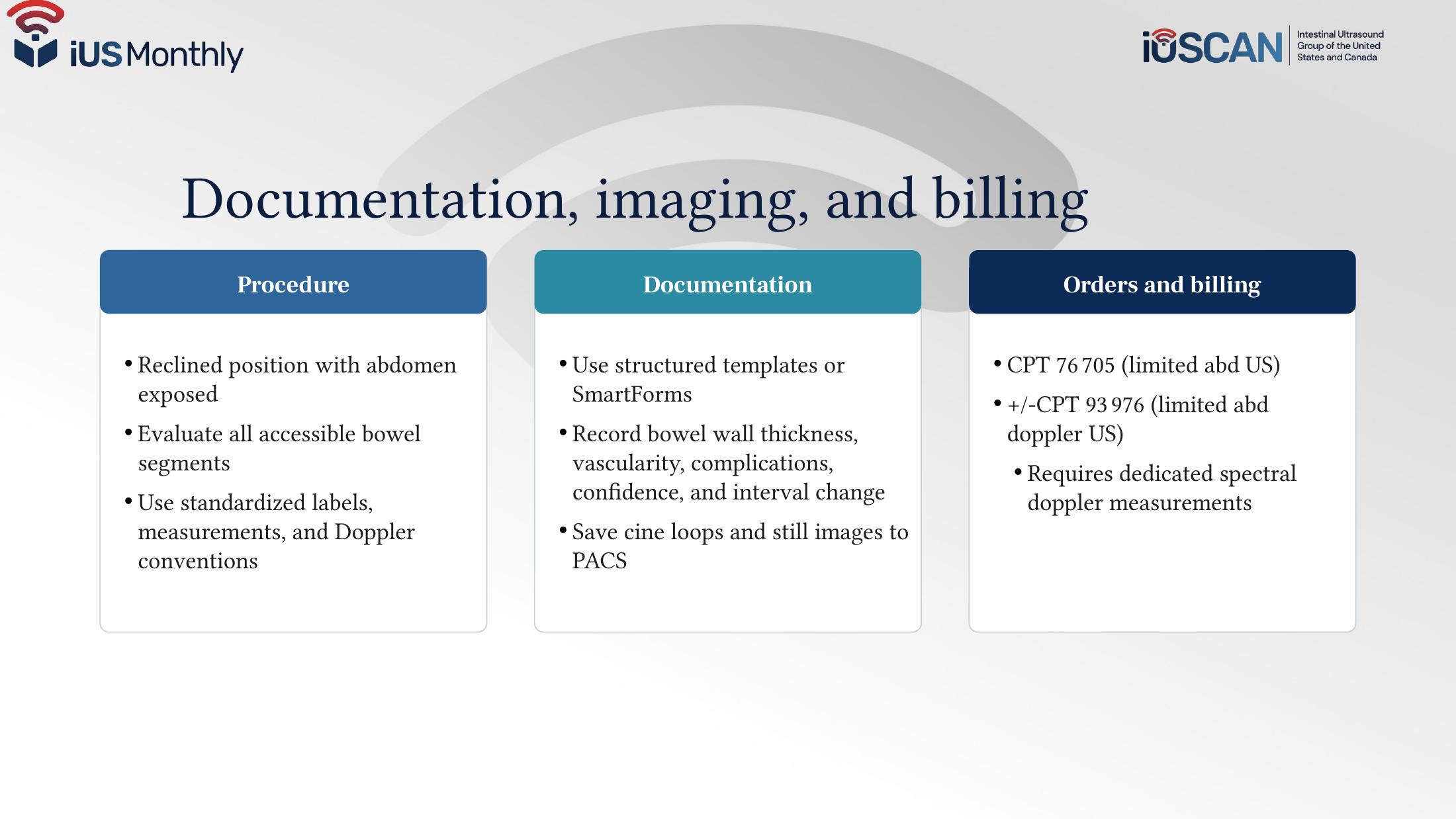 Slide 60 Documentation, imaging, and billing with procedure, documentation, and orders and billing considerations.